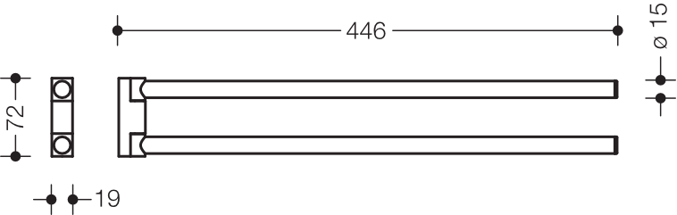 Handtuchhalter Sys 162, L:446mm, Arme schwenkbar weiß tiefmatt