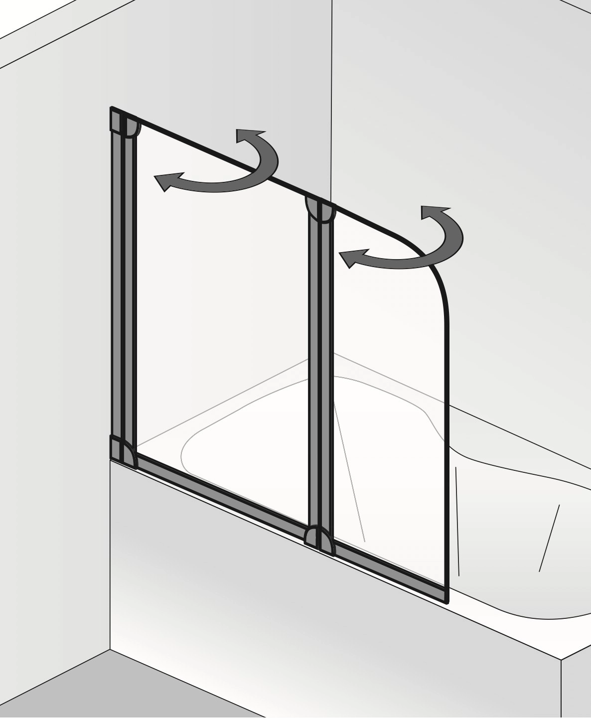 HSK gerahmte Badewannenaufsatz 1-teilig „Favorit“ Glas Klar hell, Profile Alu Silber-matt, H: 1400 mm HSK gerahmte Badewannenaufsatz 1-teilig „Favorit“ Glas Klar hell, Profile Alu Silber-matt, H: 1400 mm