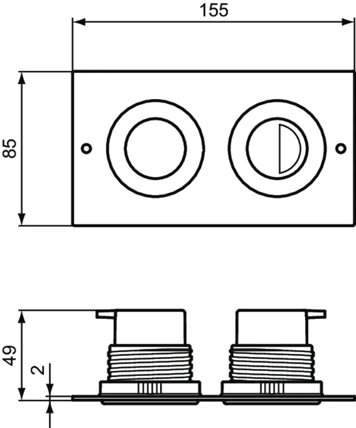 Ideal Standard Septa Pro Betätigungsplatte P2, pneumatisch, Edelstahl poliert Ideal Standard Septa Pro Betätigungsplatte P2, pneumatisch, Edelstahl poliert