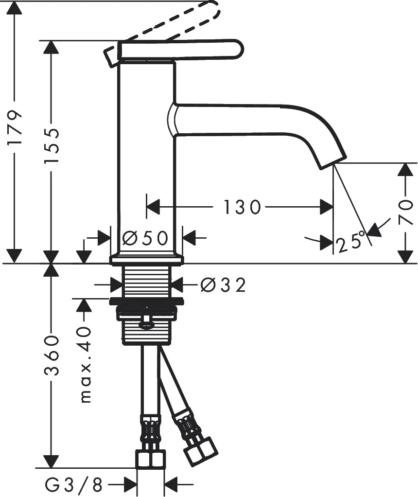 Hansgrohe AXOR One Einhebel-Waschtischmischer 70, Chrom, Ausladung 130 mm, Auslaufhöhe 70 mm, Hebelgriff, Normalstrahl, max. Durchflussmenge 5 l/min Hansgrohe AXOR One Einhebel-Waschtischmischer 70, Chrom, Ausladung 130 mm, Auslaufhöhe 70 mm, Hebelgriff, Normalstrahl, max. Durchflussmenge 5 l/min