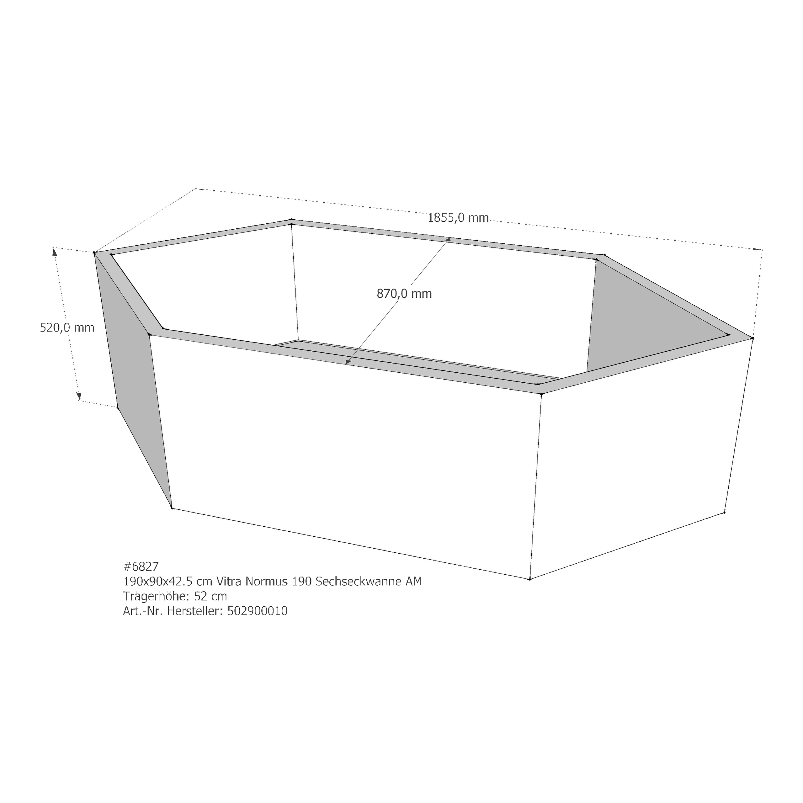 Badewannenträger für VitrA Normus 190 190 × 90 × 42,5 cm Badewannenträger für VitrA Normus 190 190 × 90 × 42,5 cm