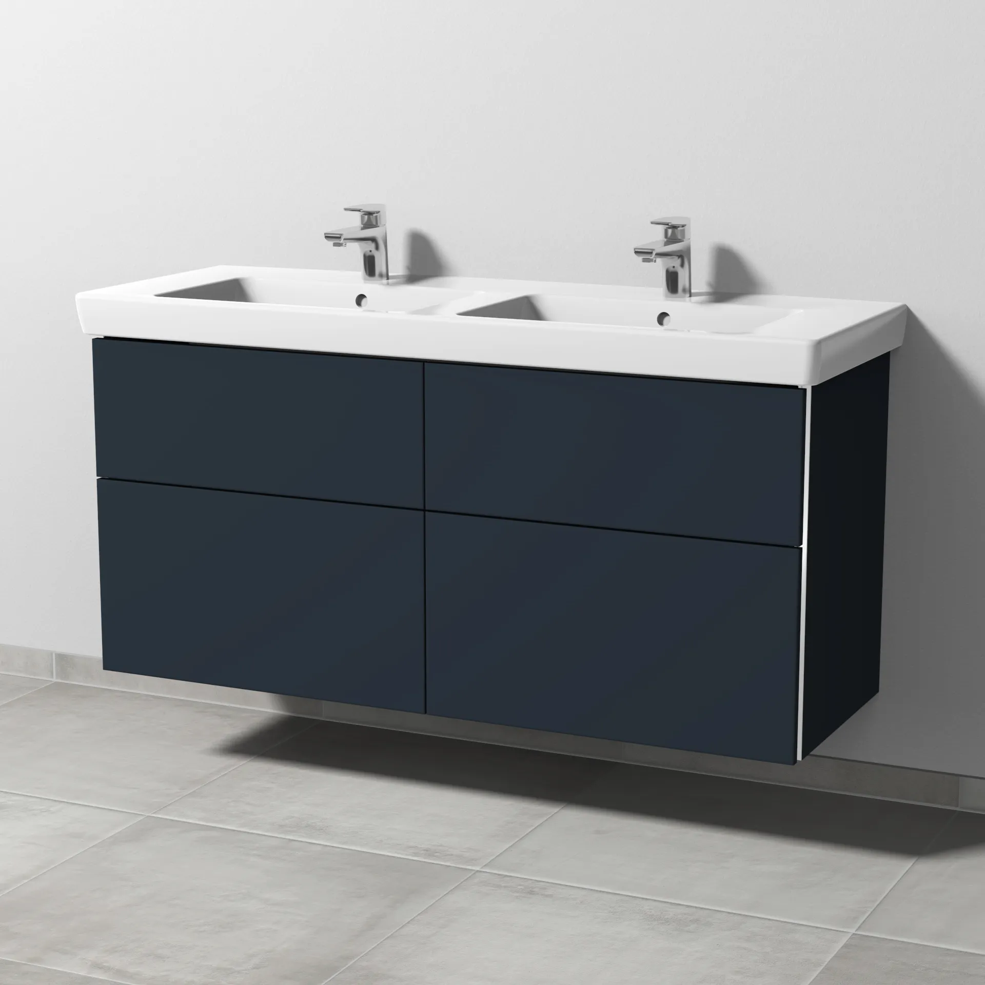 Sanipa Waschtischunterschrank „3way“ passend zu Keramik-Waschtische Subway 2.0 von Villeroy & Boch 1250 × 593 × 447 mm in Marine (matt), mit