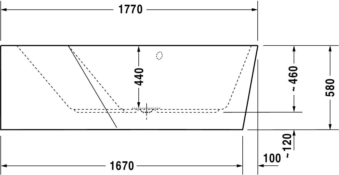 Duravit Whirlwanne „Paiova 5“ fünfeck 177 × 130 cm, links 