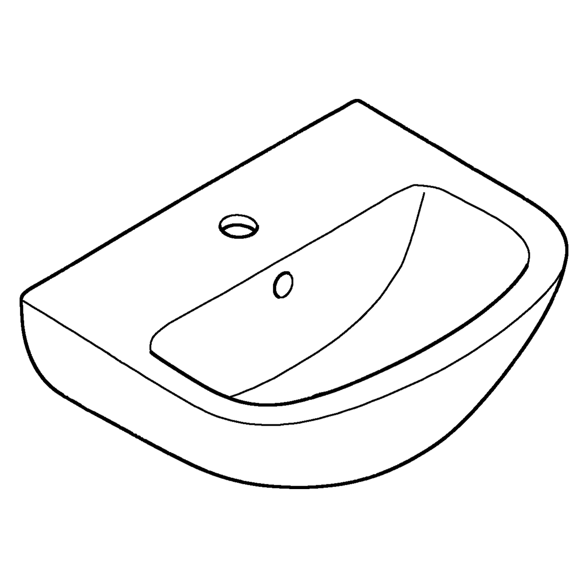 Handwaschbecken Bau Keramik 39424, wandhängend, 453 x 354 mm, 1 Hahnloch, mit Überlauf, aus Sanitärkeramik, alpinweiß