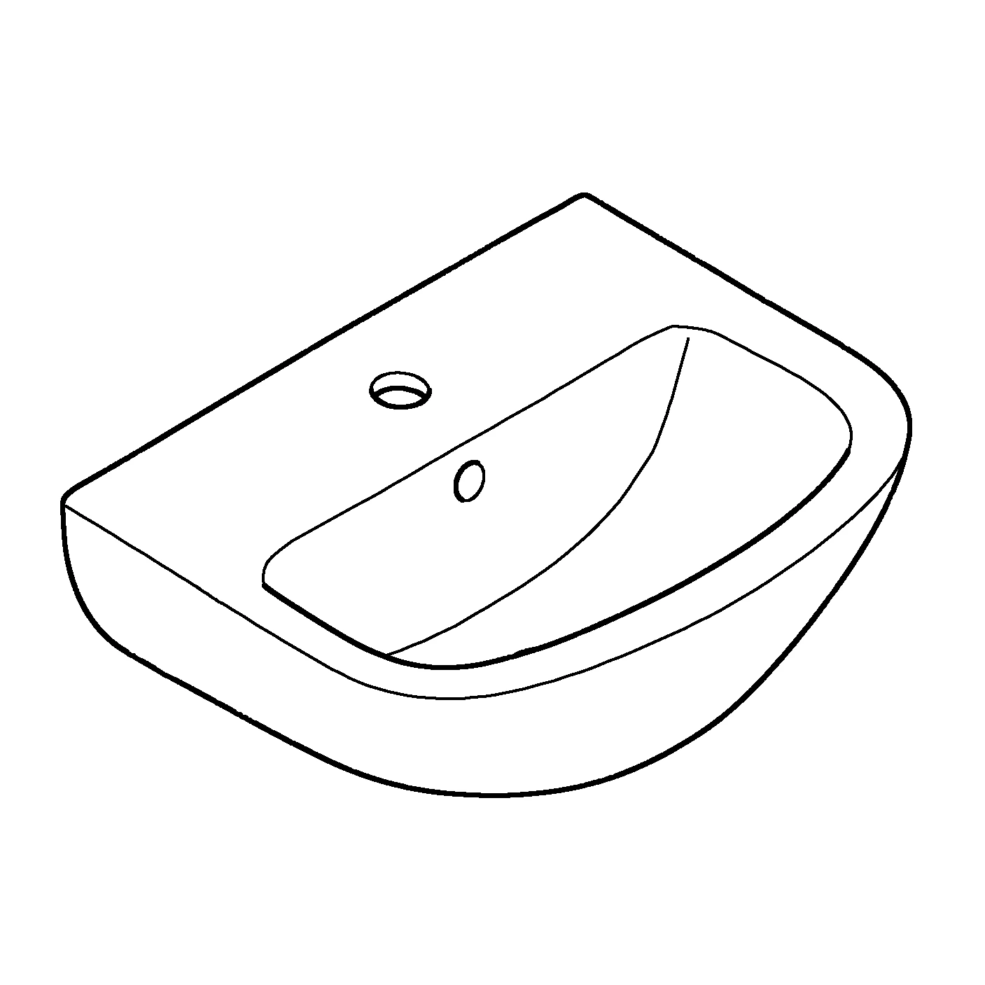 Handwaschbecken Bau Keramik 39424, wandhängend, 453 x 354 mm, 1 Hahnloch, mit Überlauf, aus Sanitärkeramik, alpinweiß