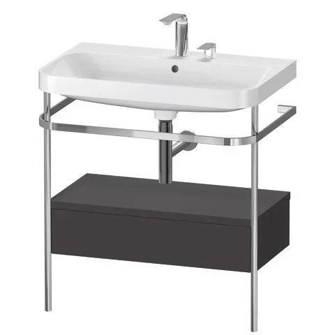 Duravit Waschtischunterschrank c-shaped Set mit Metallkonsole und Schubkasten „Happy D.2 Plus“ 77,5 × 85 × 49 cm Graphit Supermatt Duravit Waschtischunterschrank c-shaped Set mit Metallkonsole und Schubkasten „Happy D.2 Plus“ 77,5 × 85 × 49 cm Graphit Supermatt