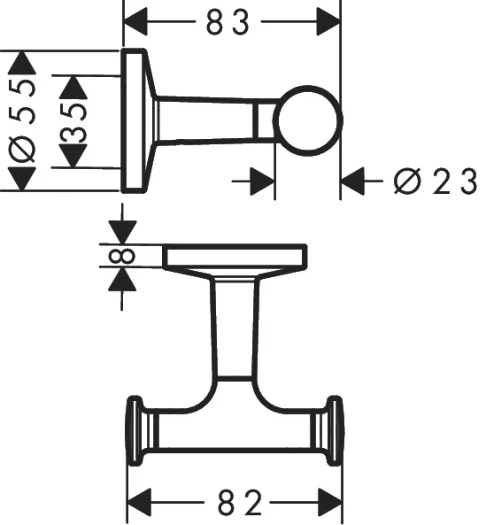 Hansgrohe AXOR Universal Circular Handtuchhaken doppelt, Chrom – Wandmontage mit verdeckter Befestigung, Bohrloch Ø 6 mm, Bohrabstand 35 mm