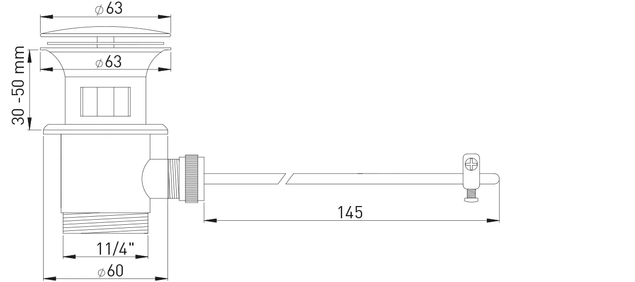 Excentergarnitur 1 1/4″ Messing vc mit Excenterstopfen Universal