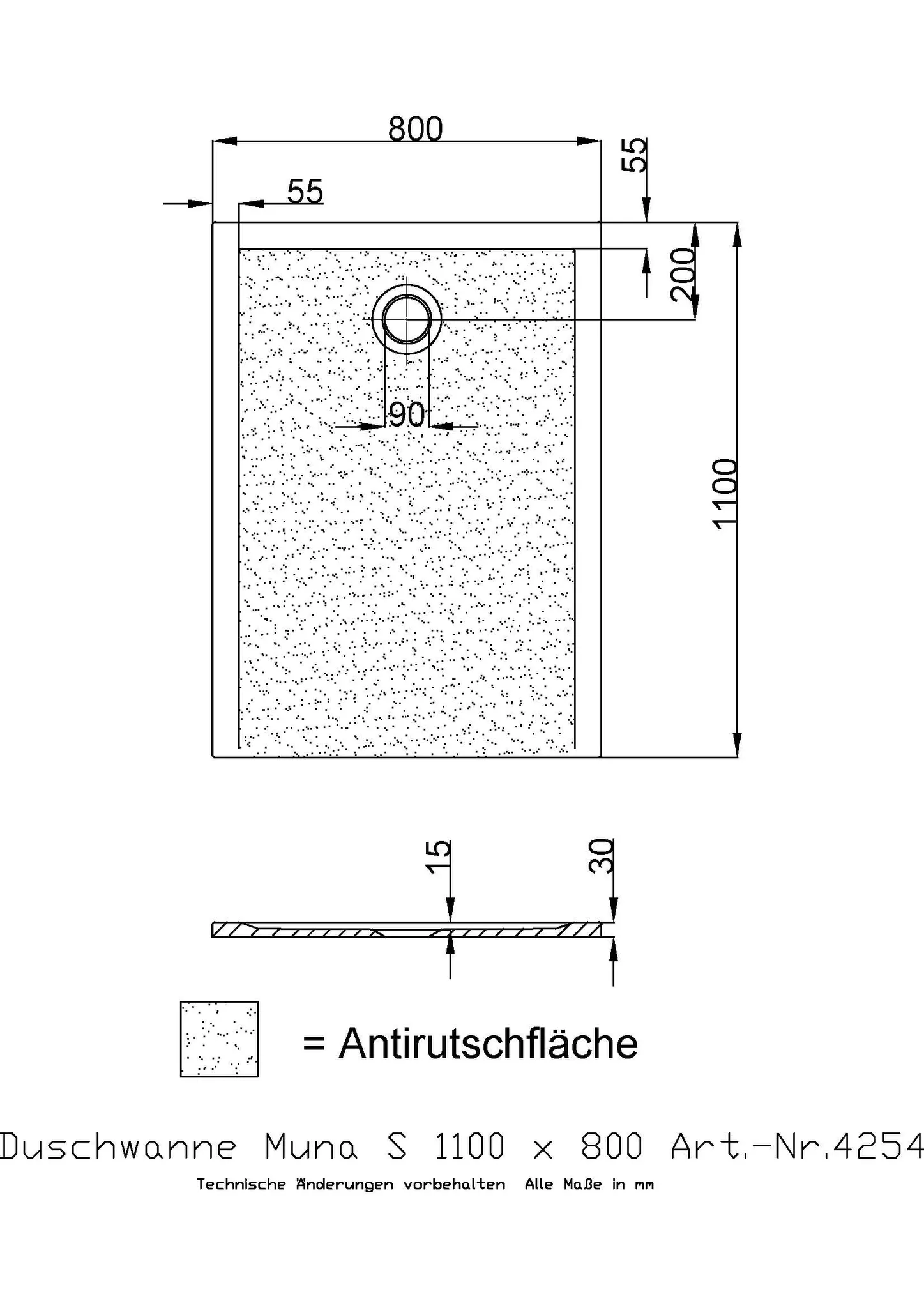 Hoesch Muna S Duschwanne Mineralguss Solique, 1100x800x30, Weiß Hoesch Muna S Duschwanne Mineralguss Solique, 1100x800x30, Weiß
