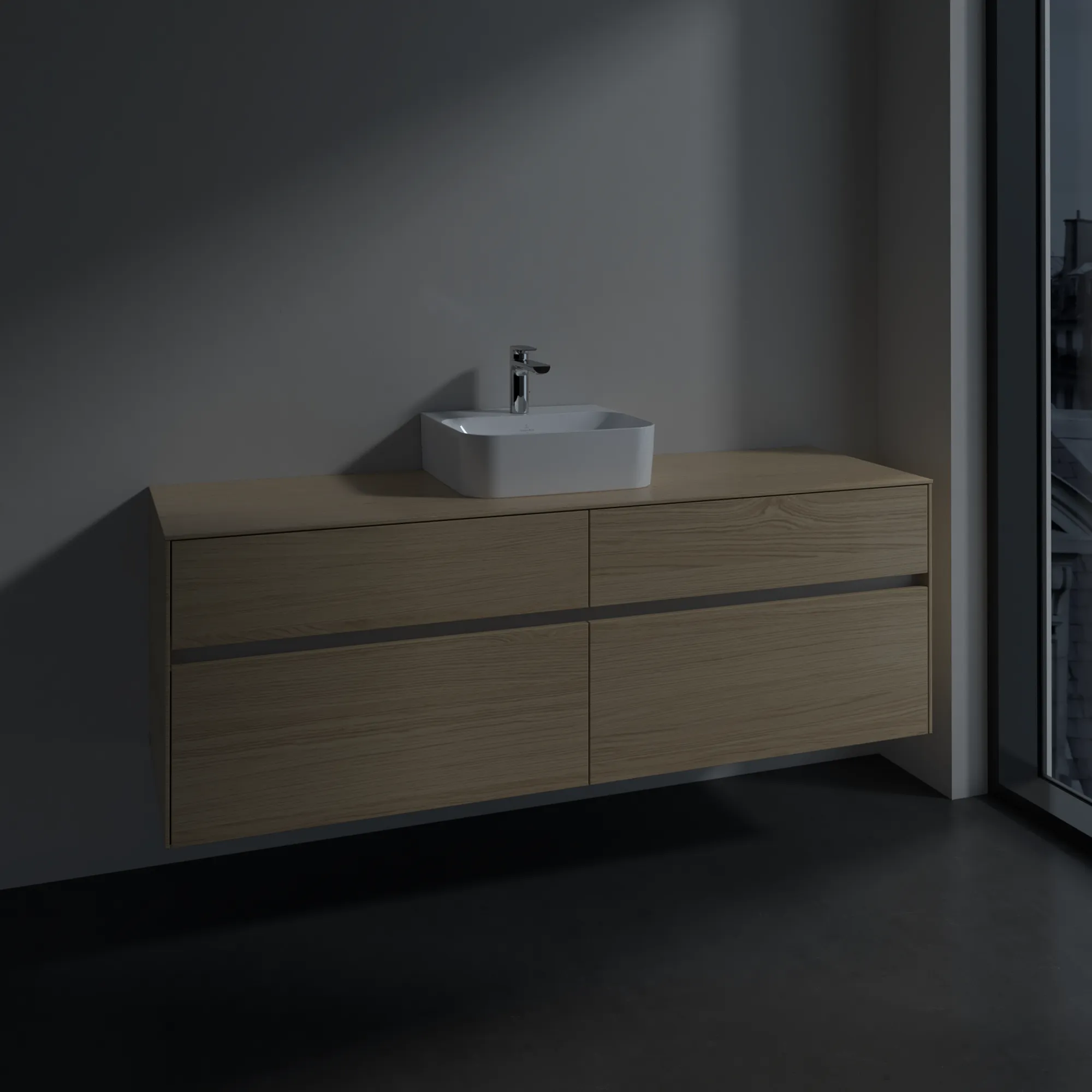 Villeroy & Boch Waschtischunterschrank „Collaro“ 1600 × 548 × 500 mm Nordic Oak, ohne Beleuchtung, für Becken mittig Villeroy & Boch Waschtischunterschrank „Collaro“ 1600 × 548 × 500 mm Nordic Oak, ohne Beleuchtung, für Becken mittig