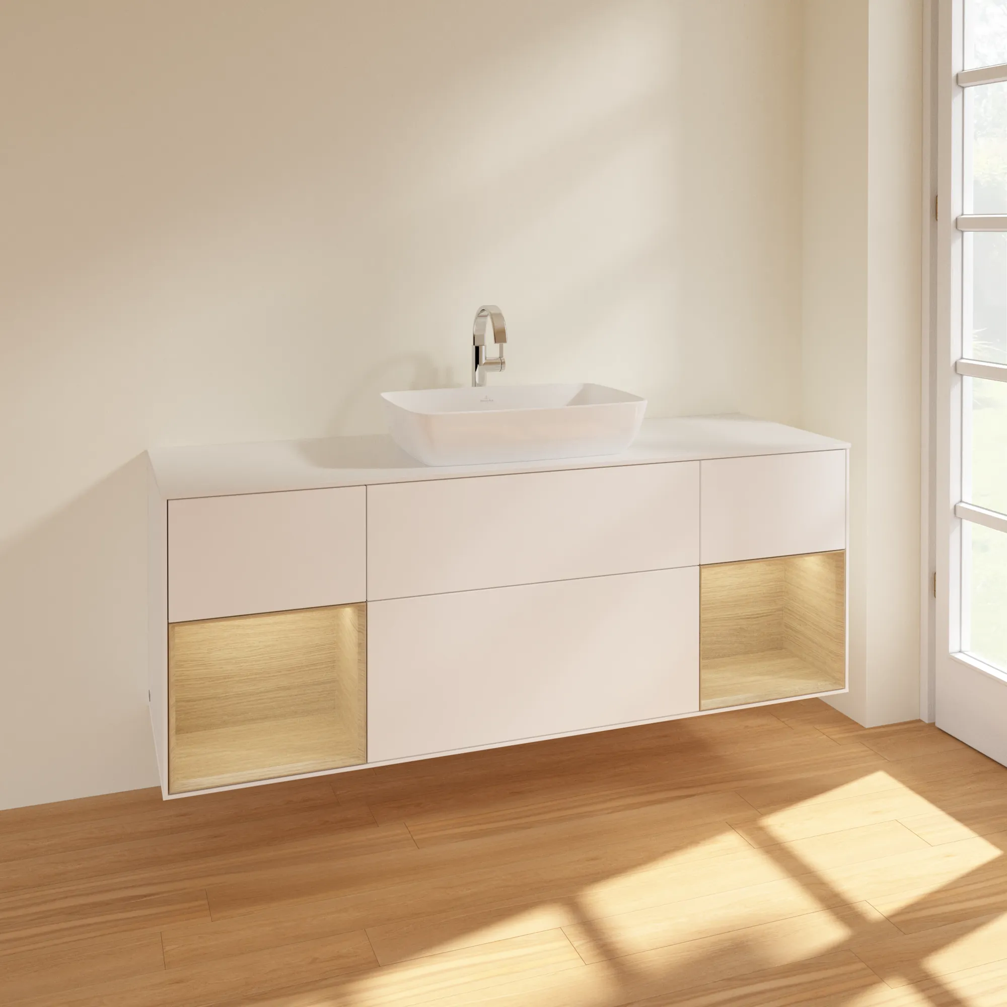 Villeroy & Boch Waschtischunterschrank „Finion“ für Schrankwaschtisch 1600 × 603 × 501 mm White Matt Lacquer, für Becken mittig, mit Hahnlochbohrung Villeroy & Boch Waschtischunterschrank „Finion“ für Schrankwaschtisch 1600 × 603 × 501 mm White Matt Lacquer, für Becken mittig, mit Hahnlochbohrung