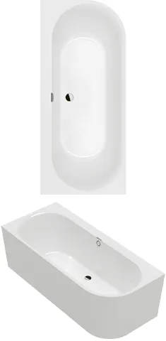 Villeroy & Boch Badewanne „Oberon 2.1“ linke Ausführung vorwand 180 × 80 cm, links in Stone White