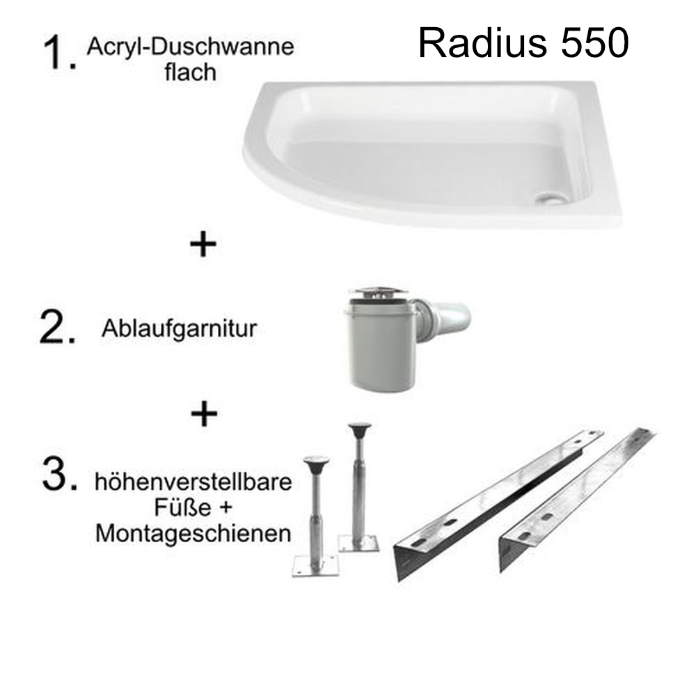 HSK viertelkreis Acryl-Duschwanne „flach“ 80 × 80 cm in Weiß