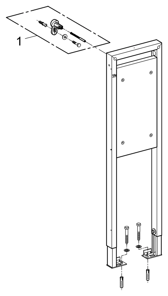 Halte-Element Rapid SL 38559_1, 1,13 m Bauhöhe, 0,31 m breit, für die Befestigung von Stütz-und Haltegriffen in Leichtbau-Ständerwänden oder Vorwandinstallationen