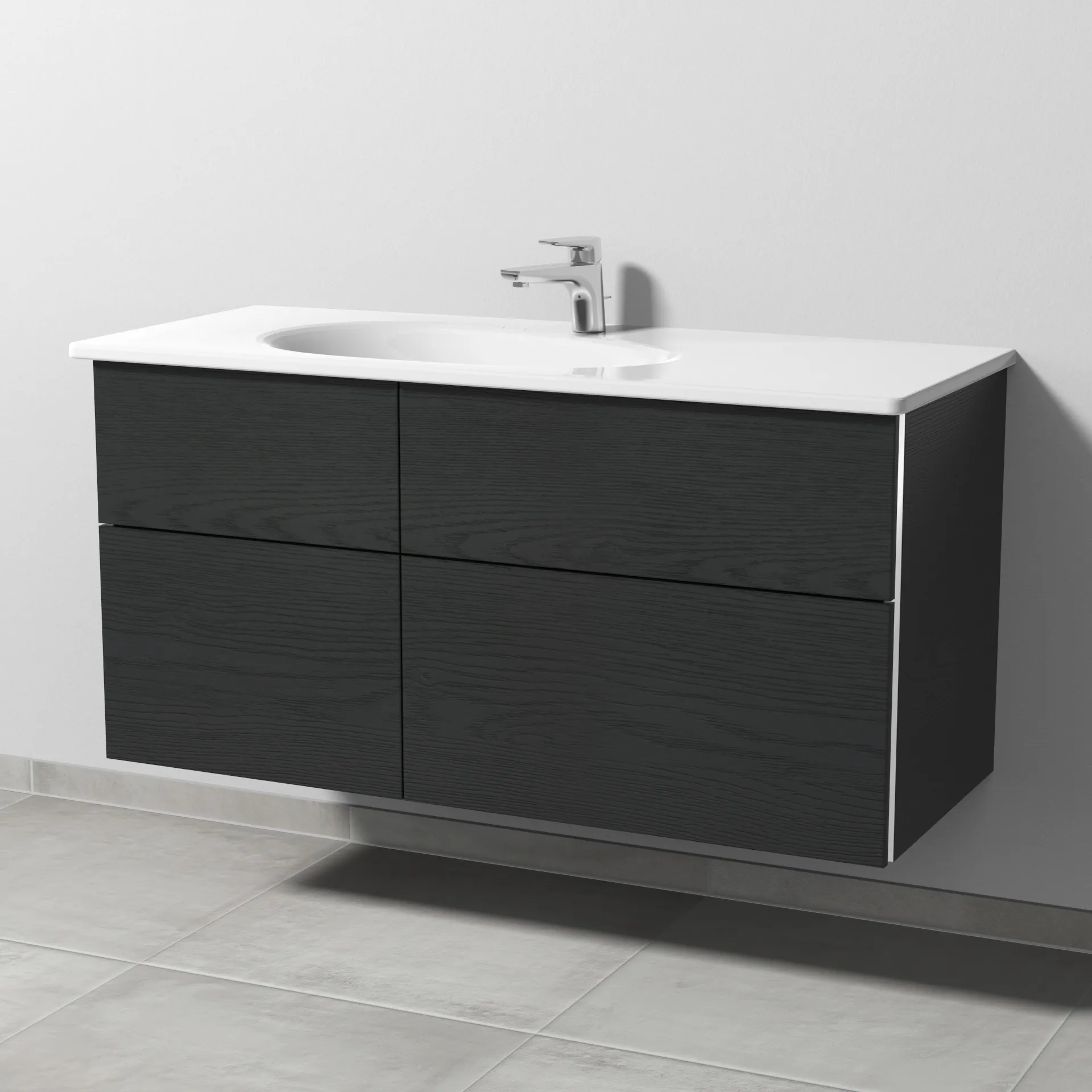 Sanipa Waschtischunterschrank „3way“ passend zu Keramik-Waschtische Antao von Villeroy & Boch 1155 × 588 × 482 mm in Black Oak