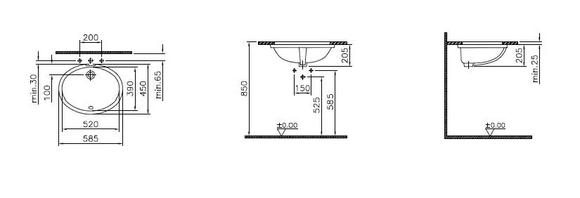 S20 Unterbauwaschtisch oval 52 x 39 cm mit Überlaufloch Weiß Hochglanz S20 Unterbauwaschtisch oval 52 x 39 cm mit Überlaufloch Weiß Hochglanz