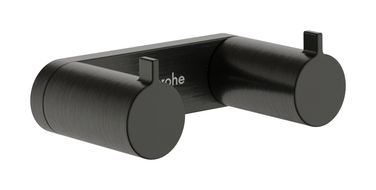 Hansgrohe AddStoris S Doppelhaken Brushed Black Chrome Wandmontage Metall verdeckte Befestigung Bohrabstand 50 mm Durchmesser Bohrloch 6 mm Hansgrohe AddStoris S Doppelhaken Brushed Black Chrome Wandmontage Metall verdeckte Befestigung Bohrabstand 50 mm Durchmesser Bohrloch 6 mm