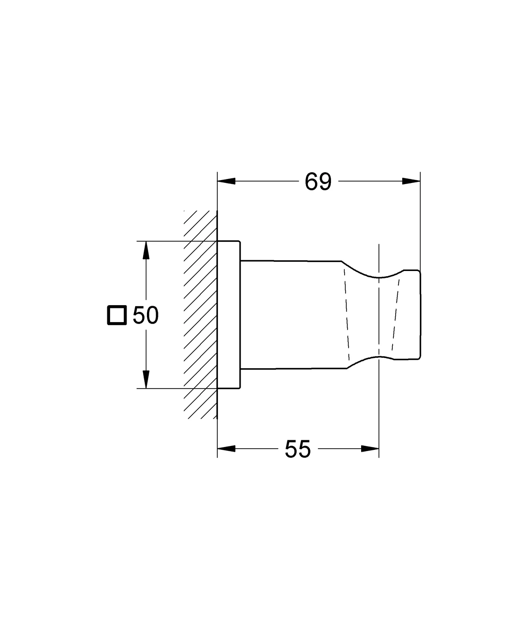 Handbrausehalter Rainshower 27075, nicht verstellbar, mit eckiger Rosette, chrom Handbrausehalter Rainshower 27075, nicht verstellbar, mit eckiger Rosette, chrom