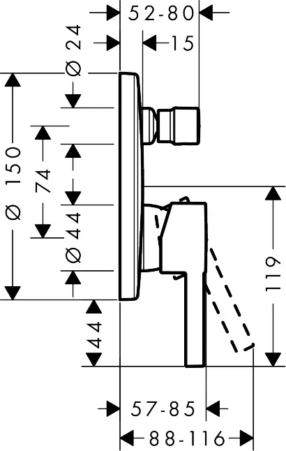 Hansgrohe Zesis S Einhebel-Wannenmischer Unterputz Mattschwarz Hansgrohe Zesis S Einhebel-Wannenmischer Unterputz Mattschwarz