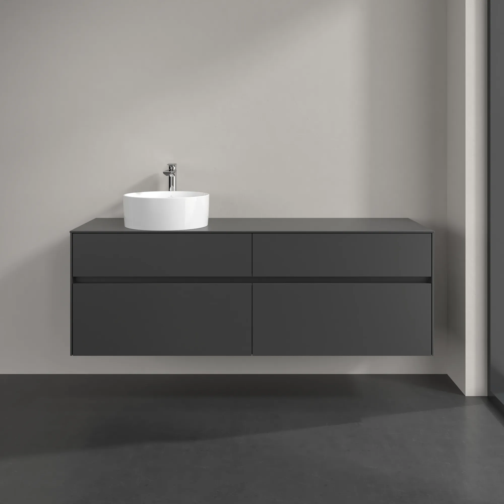 Villeroy & Boch Waschtischunterschrank „Collaro“ 1600 × 548 × 500 mm Graphite, mit Beleuchtung, für Becken links