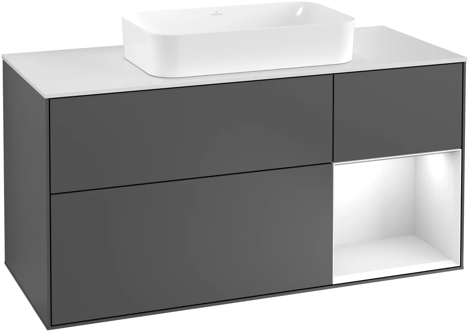 Villeroy & Boch Waschtischunterschrank „Finion“ für Schrankwaschtisch 1200 × 603 × 501 mm Walnut Veneer, mit Hahnlochbohrung, für Becken mittig Villeroy & Boch Waschtischunterschrank „Finion“ für Schrankwaschtisch 1200 × 603 × 501 mm Walnut Veneer, mit Hahnlochbohrung, für Becken mittig