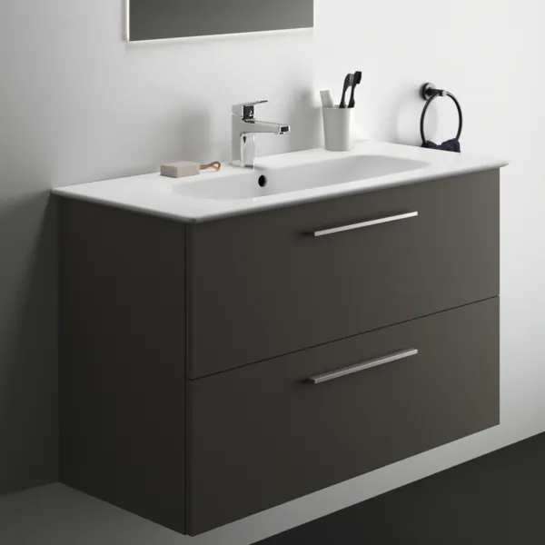 Ideal Standard i.life A Möbelwaschtischunterschrank 1000x440x630 mm Quarzgrau matt 2 Auszüge Softclose wandhängend Ideal Standard i.life A Möbelwaschtischunterschrank 1000x440x630 mm Quarzgrau matt 2 Auszüge Softclose wandhängend