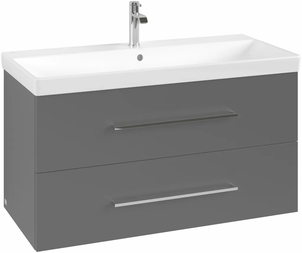 Villeroy & Boch Waschtischunterschrank „Avento“ für Schrankwaschtisch 78 × 51,4 × 45,2 × 45,2 cm Volcano Black, Soft Closing