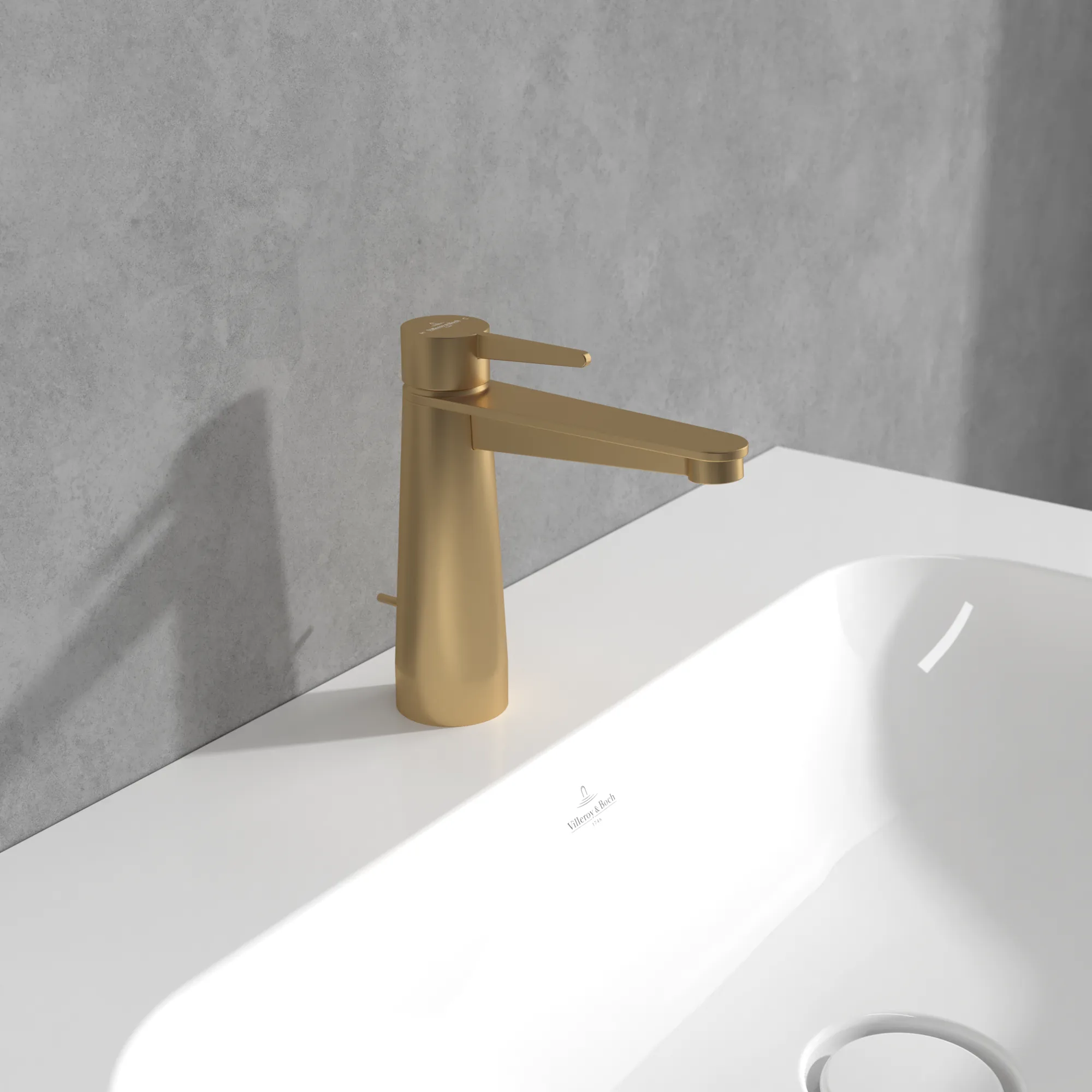 Villeroy & Boch Conum Einhebel-Waschtischarmatur, Brushed Gold, 49x165x169 mm, Keramikkartusche, Laminarstrahl, SmartPressure