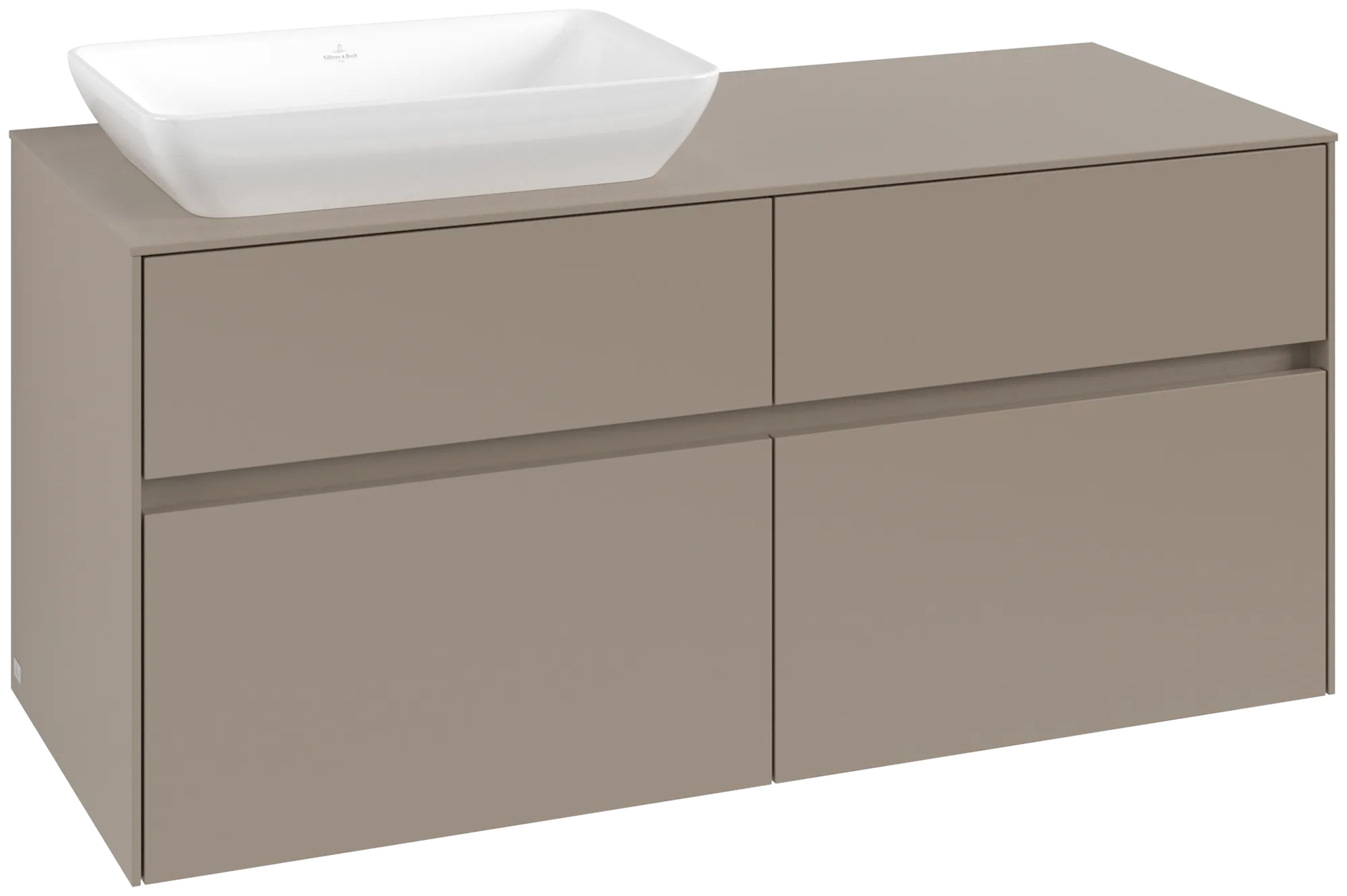 Villeroy & Boch Collaro Waschbeckenunterschrank C11300, 1200x548x500mm, 4 Auszüge, links, Taupe