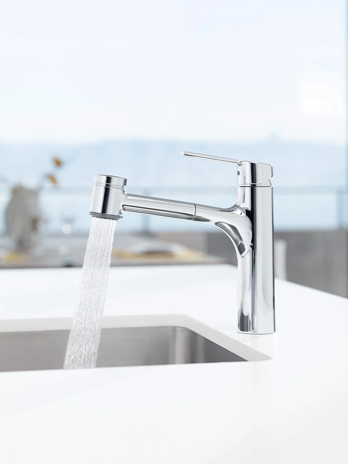 HansaRONDA Einhebelmischer Küchenarmatur HansaRONDA 5519 Kupferrohr 2-strahlig Ausladung 200mm DN15 Chrom