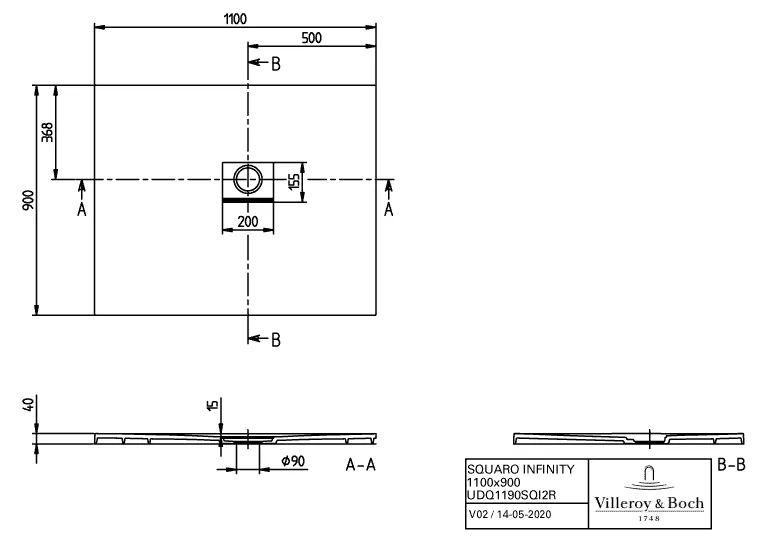 Villeroy & Boch rechteck Duschwanne „Squaro Infinity“ Eck-Einbau rechts gegen Wand 110 × 90 cm ohne Oberflächenbeschichtung, in Morning Green Villeroy & Boch rechteck Duschwanne „Squaro Infinity“ Eck-Einbau rechts gegen Wand 110 × 90 cm ohne Oberflächenbeschichtung, in Morning Green