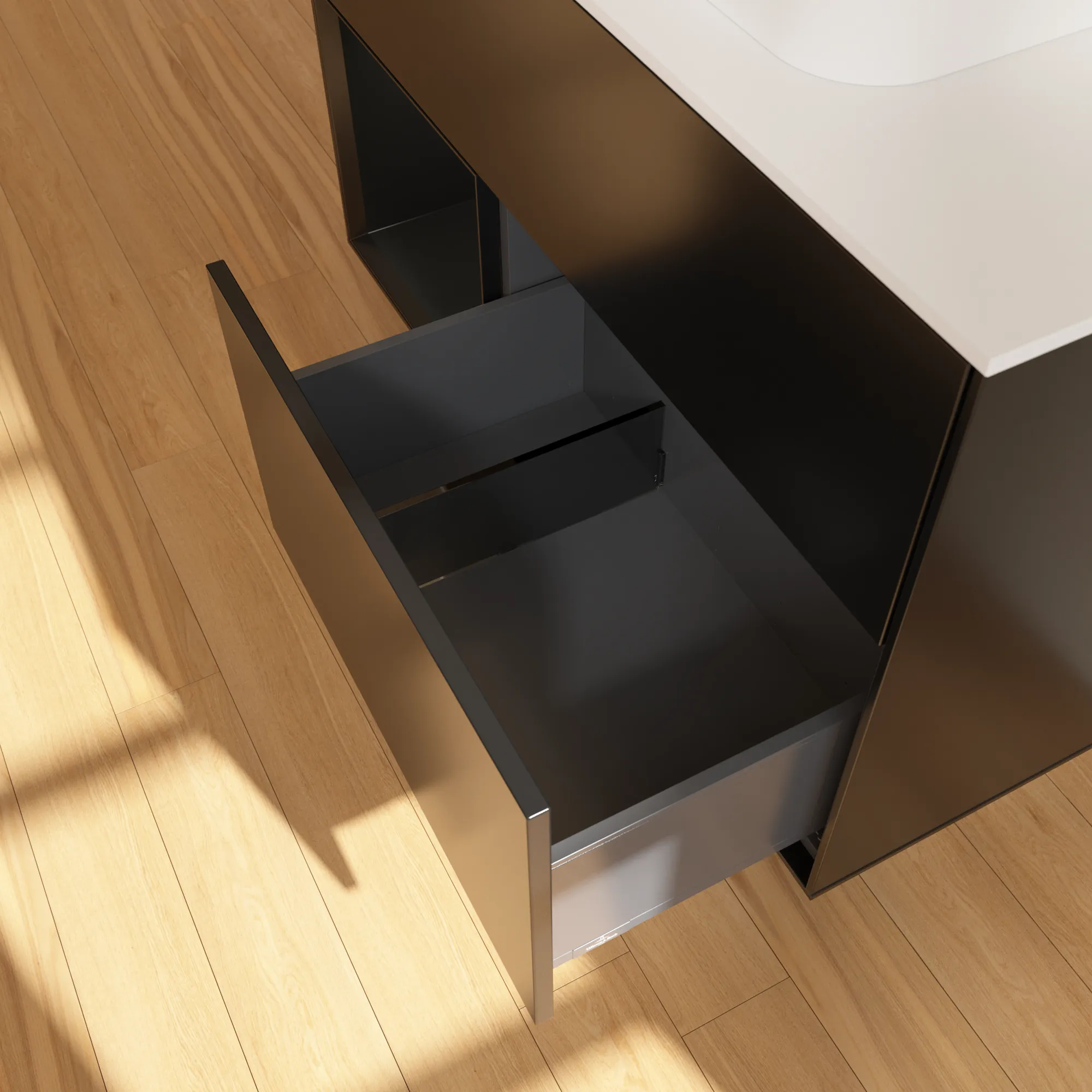 Villeroy & Boch Waschbeckenunterschrank Finion F36, 1000x603x501 mm, Black Matt Lacquer, mit Beleuchtung und SoftClosing Villeroy & Boch Waschbeckenunterschrank Finion F36, 1000x603x501 mm, Black Matt Lacquer, mit Beleuchtung und SoftClosing