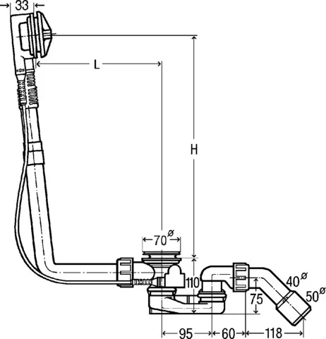 Viega Ab- und Überlaufgarnitur Modell 6162.1 „Multiplex“ für Standardwannen (Ablauf am Fußende)