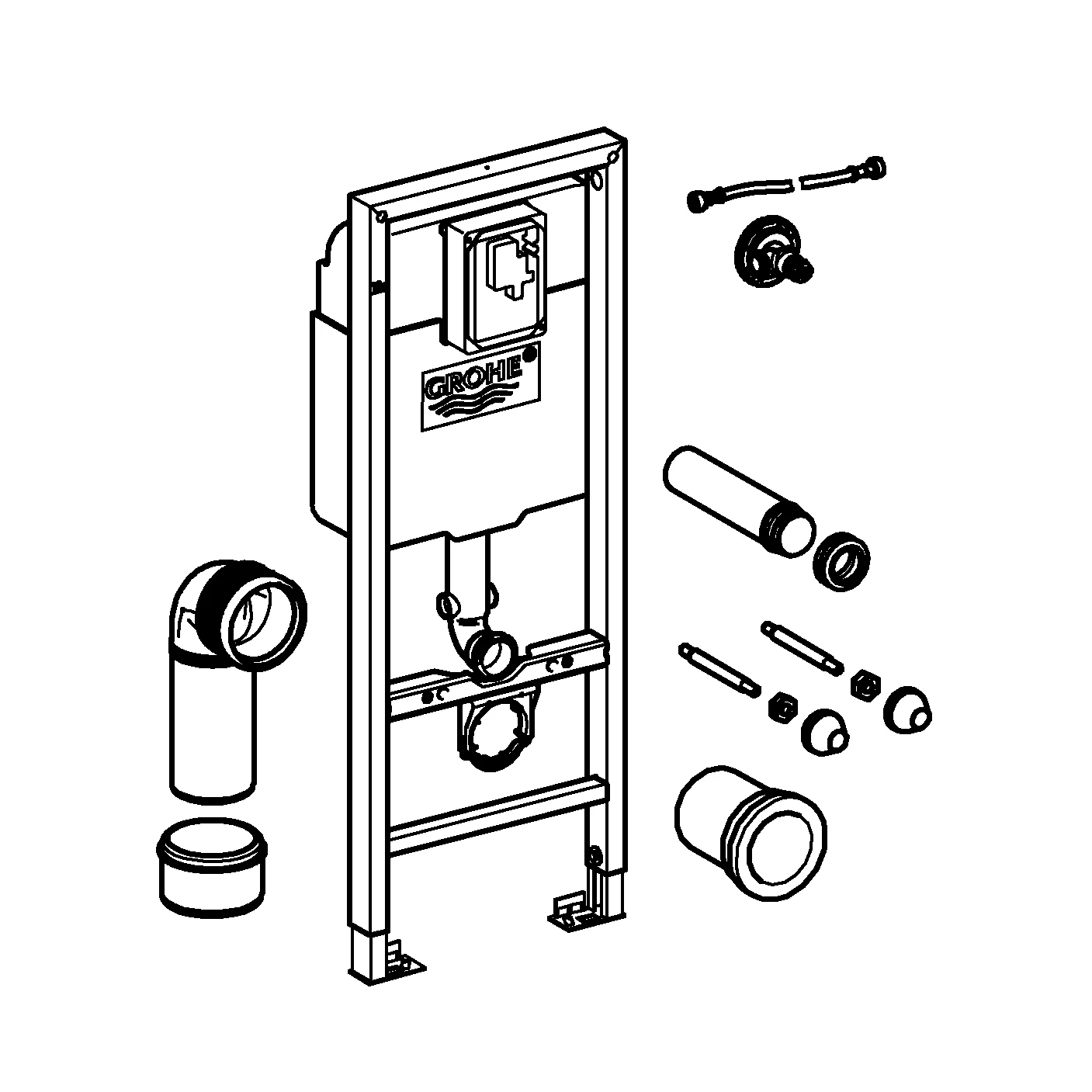 Wand-WC-Element Rapid SL 38675_1, mit Spülkasten 6-9l, 1,13 m Bauhöhe, 0,42 m breit, für Vorwand- oder Ständerwandmontage, behindertengerechte Ausführung, für WCs mit 70 cm Ausladung