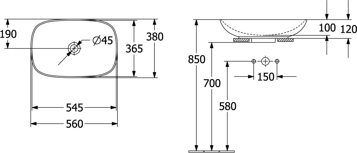 Villeroy & Boch Loop & Friends Aufsatzwaschbecken 560x380mm Rechteck Weiß Alpin Villeroy & Boch Loop & Friends Aufsatzwaschbecken 560x380mm Rechteck Weiß Alpin