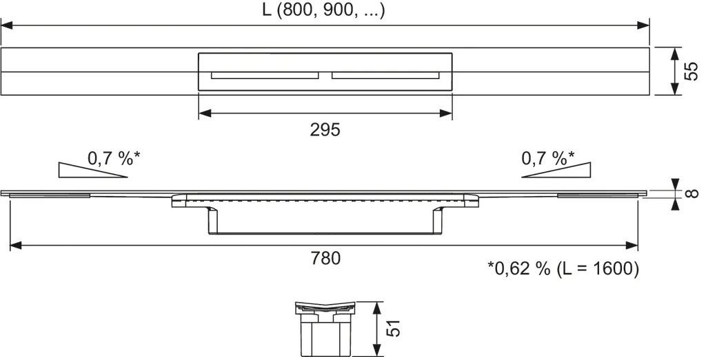 TECE Duschrinne in Schwarz (gebürstet) TECE Duschrinne in Schwarz (gebürstet)