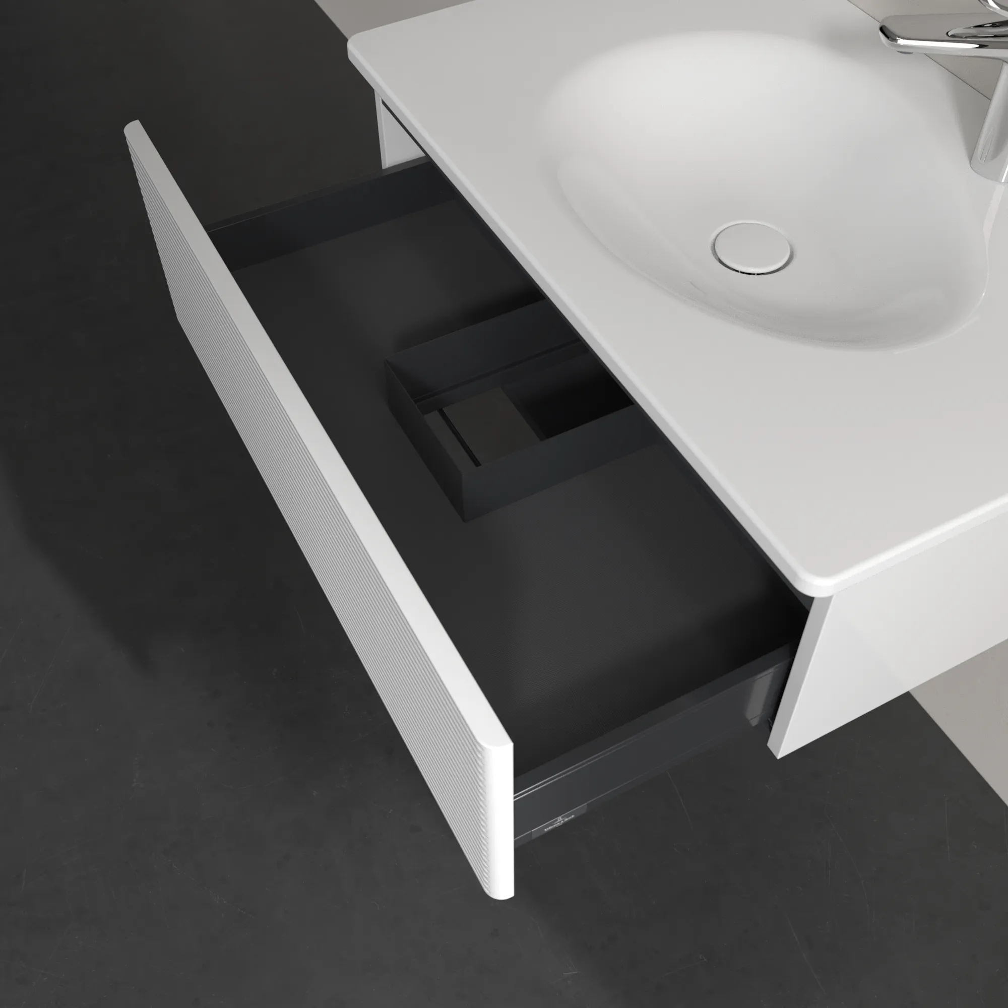 Villeroy & Boch Waschbeckenunterschrank Antao K01, Glossy White Lacquer, 788x256x496mm, 1 Auszug mit SoftClosing und Push-to-open, Wandmontage Villeroy & Boch Waschbeckenunterschrank Antao K01, Glossy White Lacquer, 788x256x496mm, 1 Auszug mit SoftClosing und Push-to-open, Wandmontage