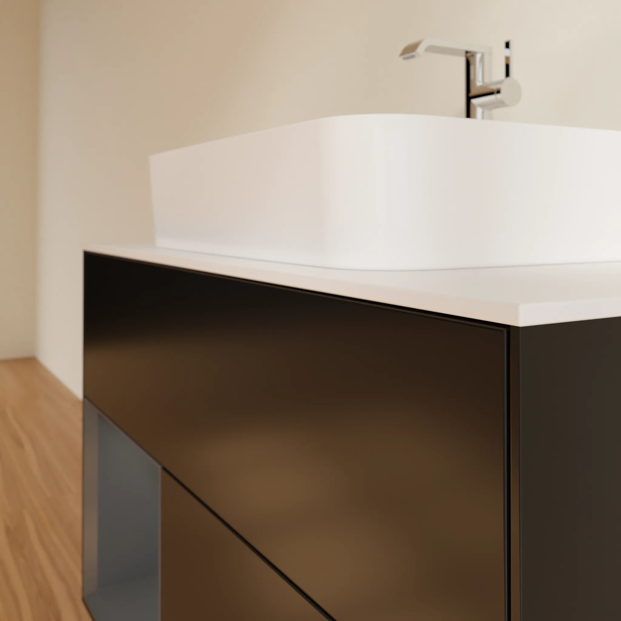 Villeroy & Boch Waschbeckenunterschrank Finion F11, 1000x603x501 mm, Black Matt Lacquer / Midnight Blue Matt Lacquer, mit Beleuchtung und Push-to-open Funktion