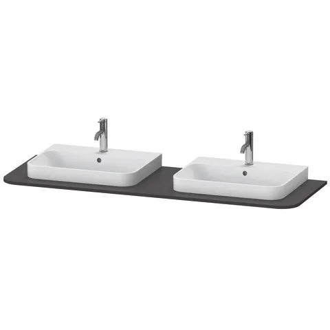 Duravit Konsole „Happy D.2 Plus“, links und rechts Ausschnitte: 2 / Farbe: Graphit Supermatt / Größe: 160 × 55 × 1,6 cm Duravit Konsole „Happy D.2 Plus“, links und rechts Ausschnitte: 2 / Farbe: Graphit Supermatt / Größe: 160 × 55 × 1,6 cm