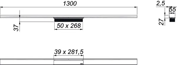 Duschrinne CeraWall Select Edelstahl matt, 1300 mm