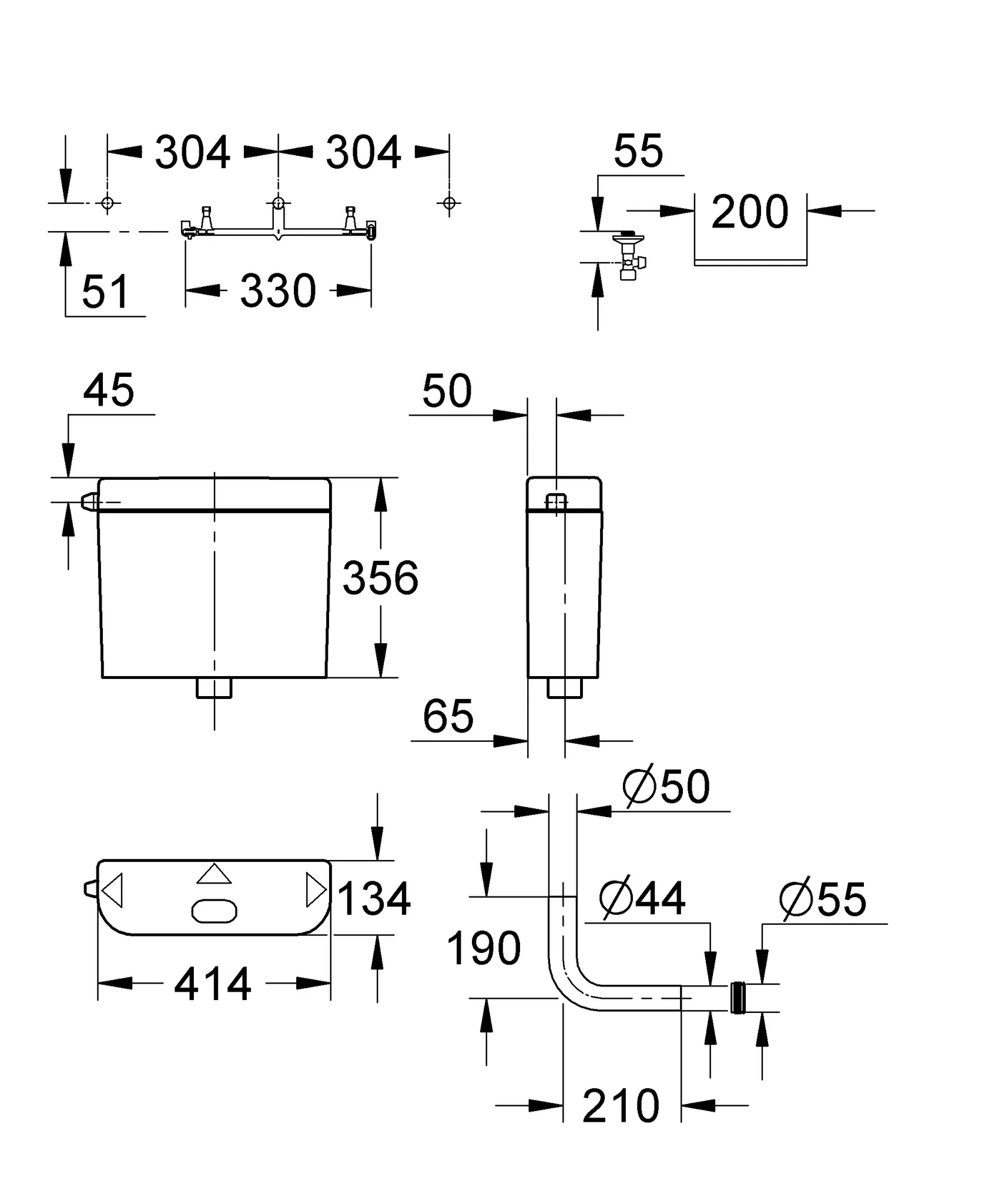 WC-Spülkasten 37355, Aufputz, 6-9l, Spülung unterbrechbar, alpinweiß WC-Spülkasten 37355, Aufputz, 6-9l, Spülung unterbrechbar, alpinweiß
