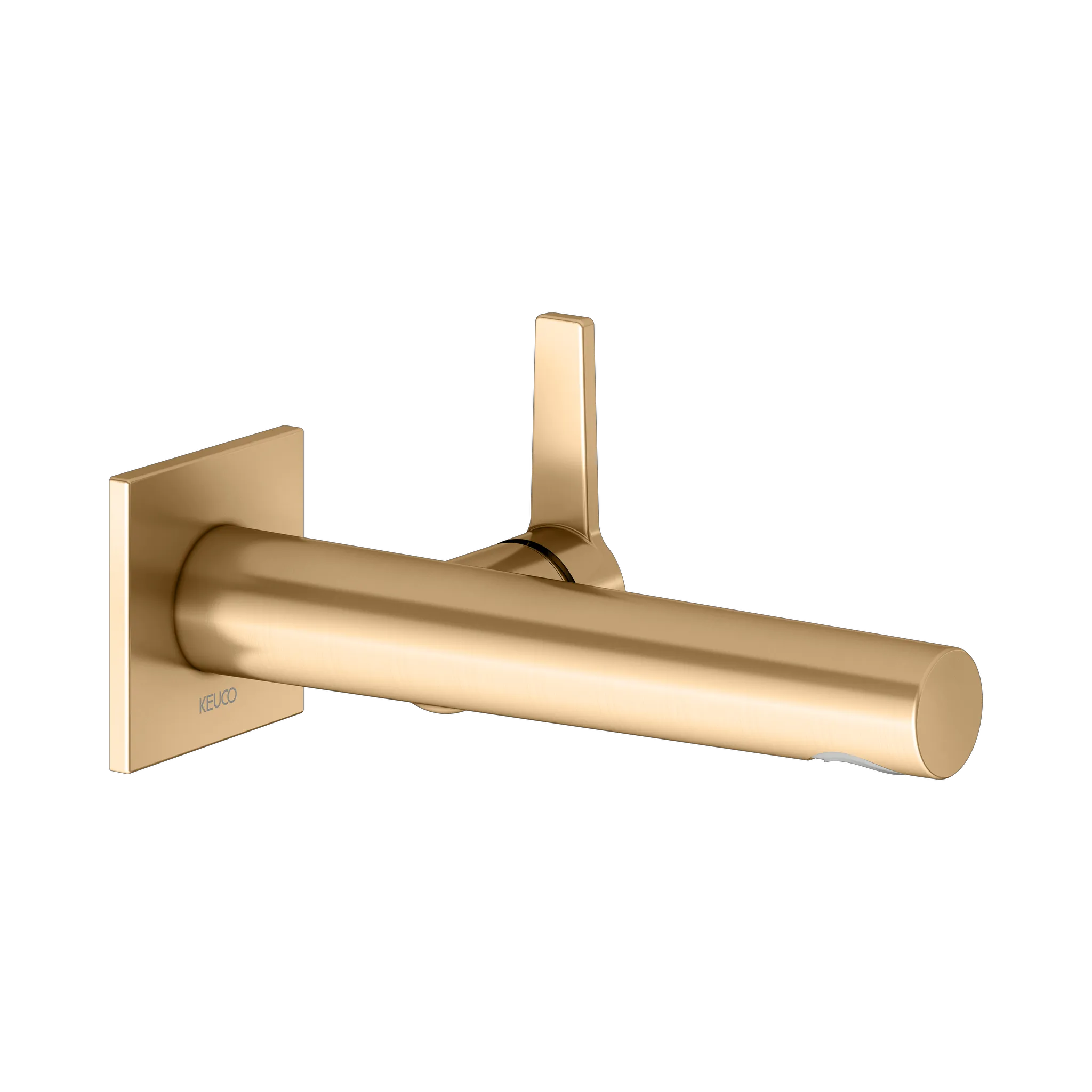 KEUCO EDITION 11 Einhebel-Waschtischmischer Unterputz 1 Loch für Wandmontage Ausladung 197 mm Messing gebürstet