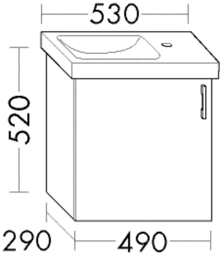 Waschtischunterschrank Sys30 von burgbad – 490 mm breit, 290 mm tief, 520 mm hoch, passend zu Geberit Icon Light 501.832/501.833