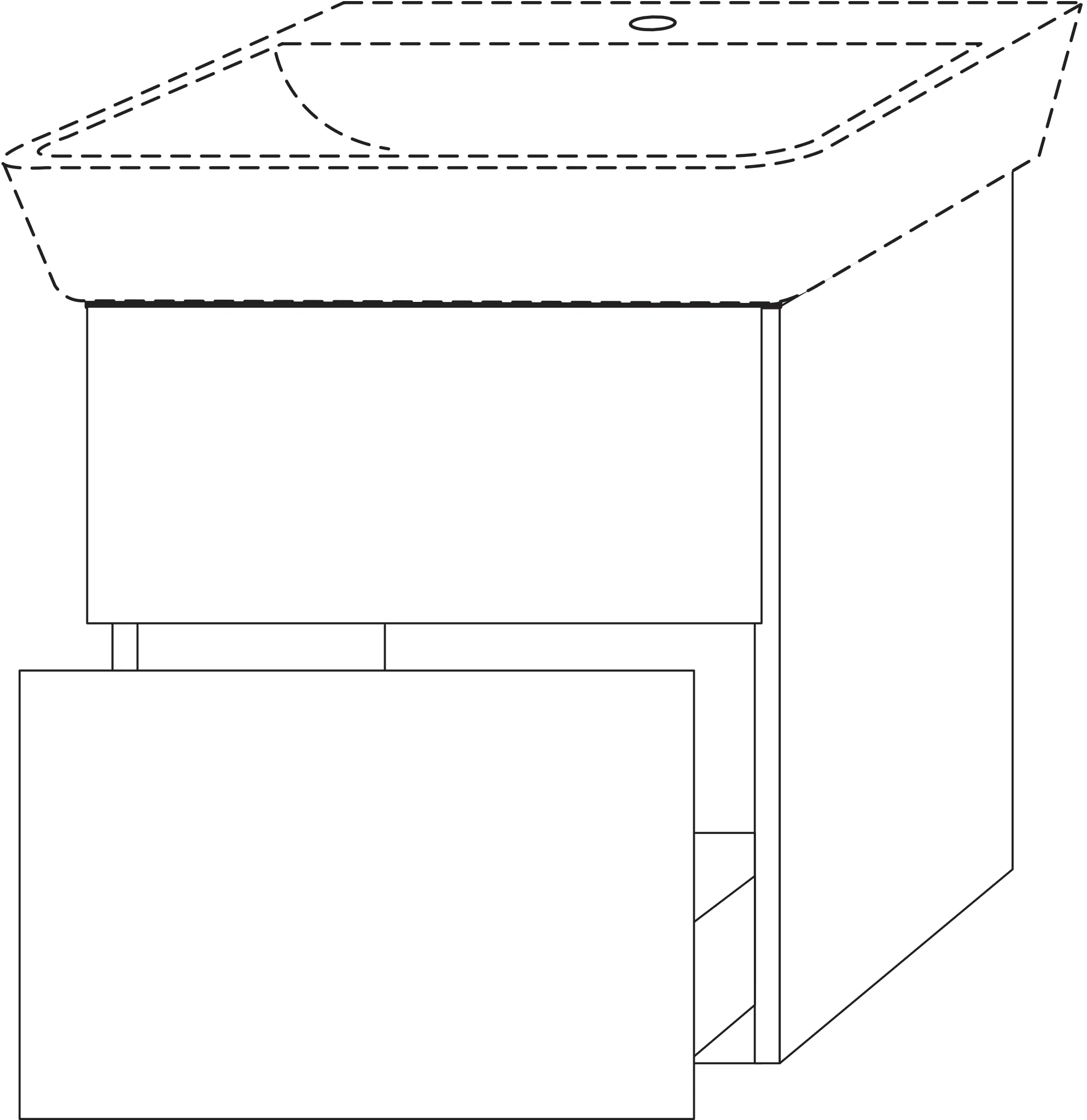 Waschtischunterbau mit Auszügen 3way (SP648) 582x525x402 Graphit-Matt