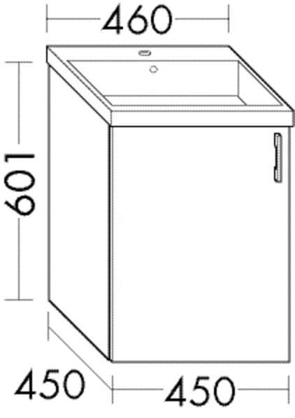 Waschtischunterschrank Sys30 PG1 Aqua von burgbad – 450 x 450 mm, Höhe 601 mm, Wanneneinbaumaß 460 mm