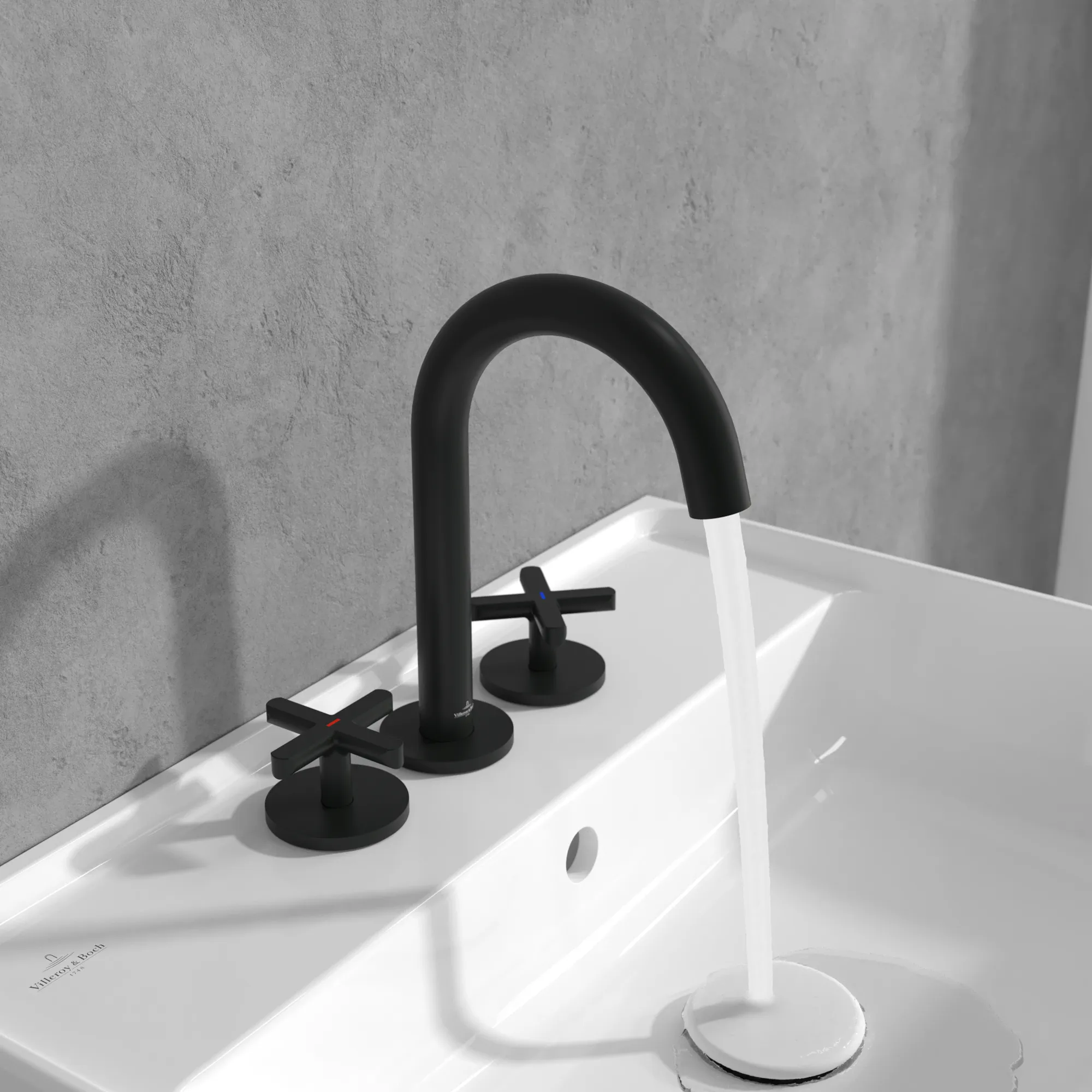Villeroy & Boch Dreiloch-Waschtischarmatur Loop & Friends, 60x177x225mm, Matt Black Villeroy & Boch Dreiloch-Waschtischarmatur Loop & Friends, 60x177x225mm, Matt Black