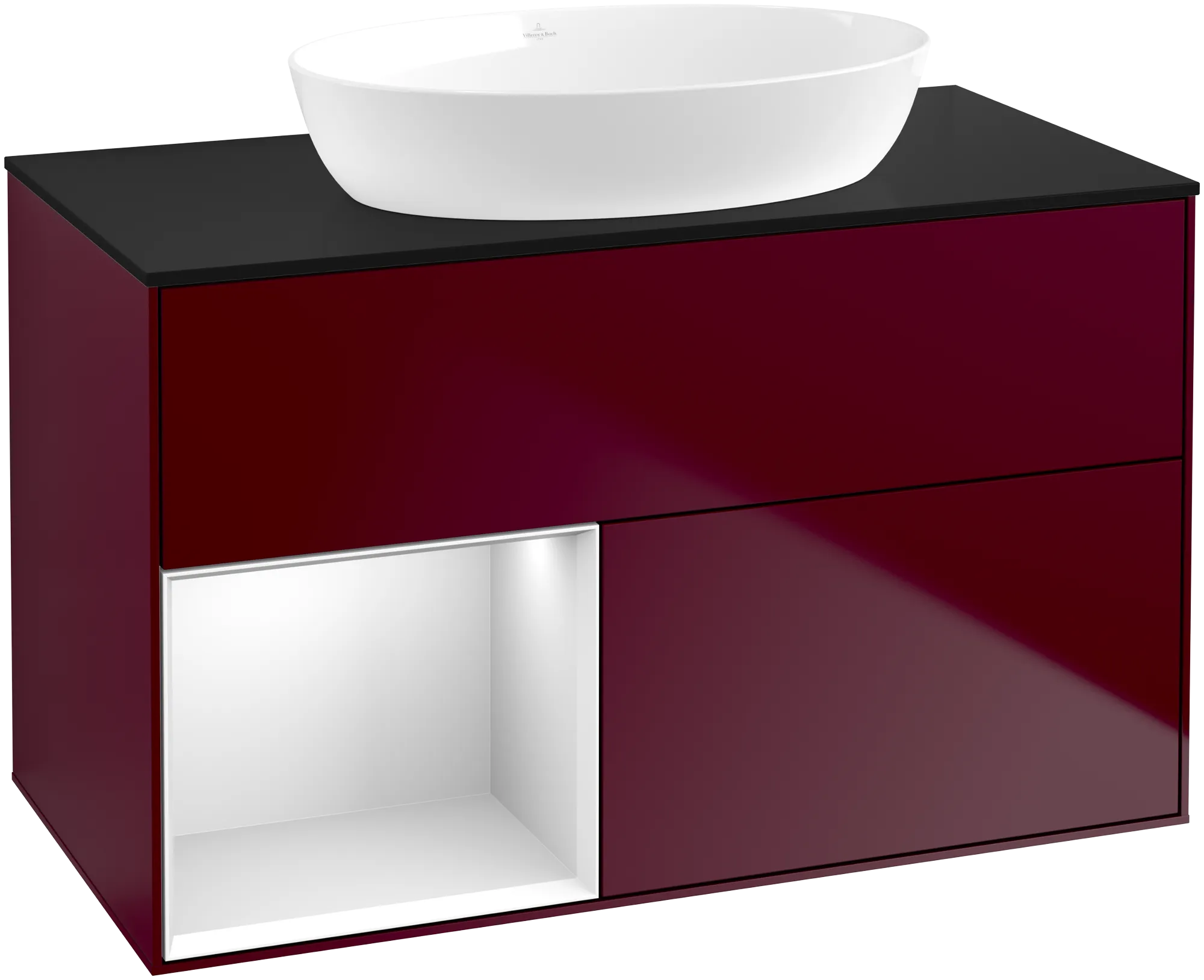 Villeroy & Boch Waschtischunterschrank „Finion“ für Schrankwaschtisch 1000 × 603 × 501 mm Peony Matt Lacquer, für Becken mittig, ohne Hahnlochbohrung