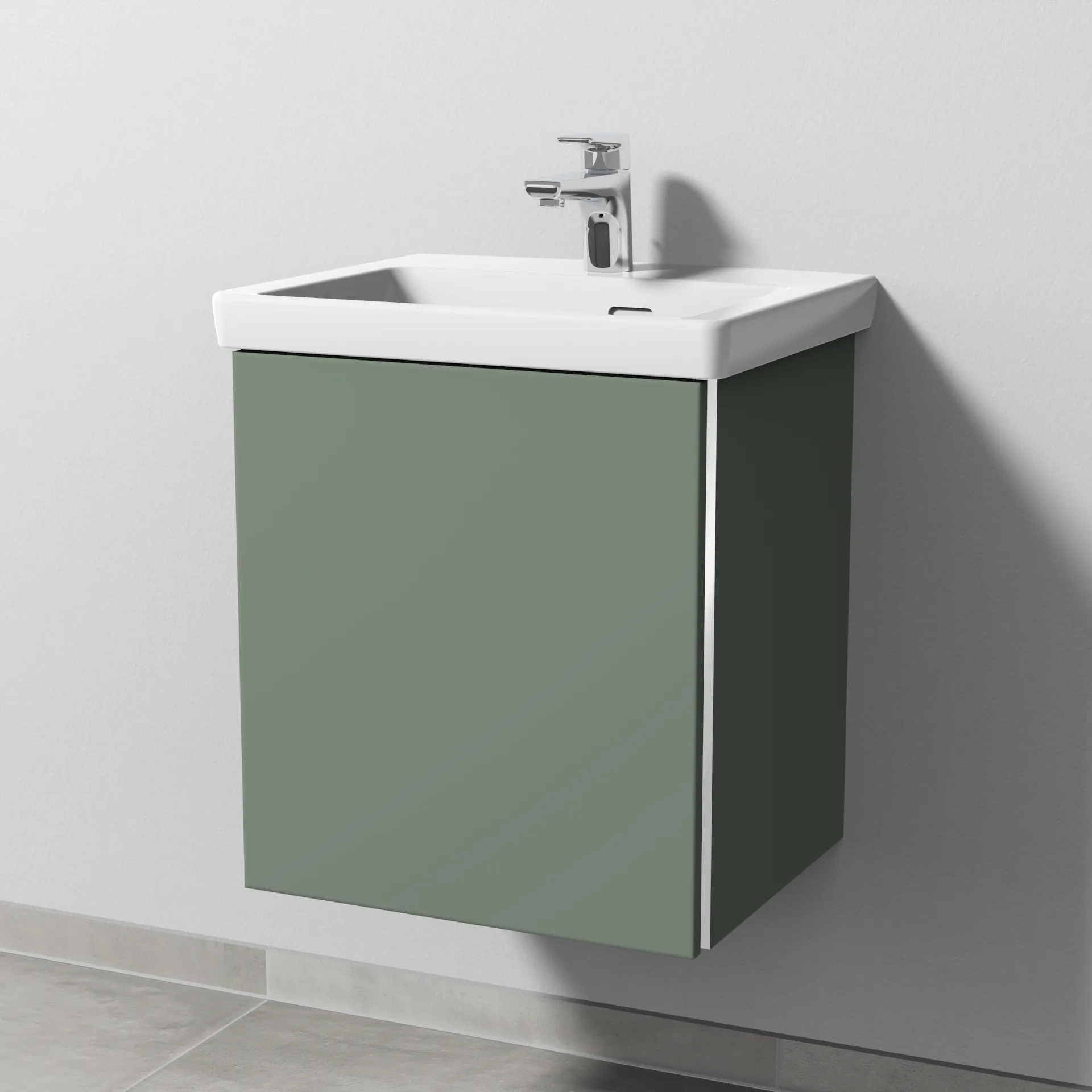 Sanipa Waschtischunterschrank „3way“ 457 × 517 × 391 mm in Soft-Green, Anschlag links