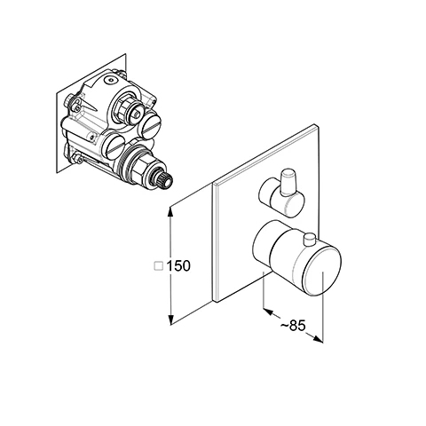 AMBA UP-THM Feinbau-Set, mit Umstellventil, m. Funktionseinheit für SLIM.BOXX 88022, chrom