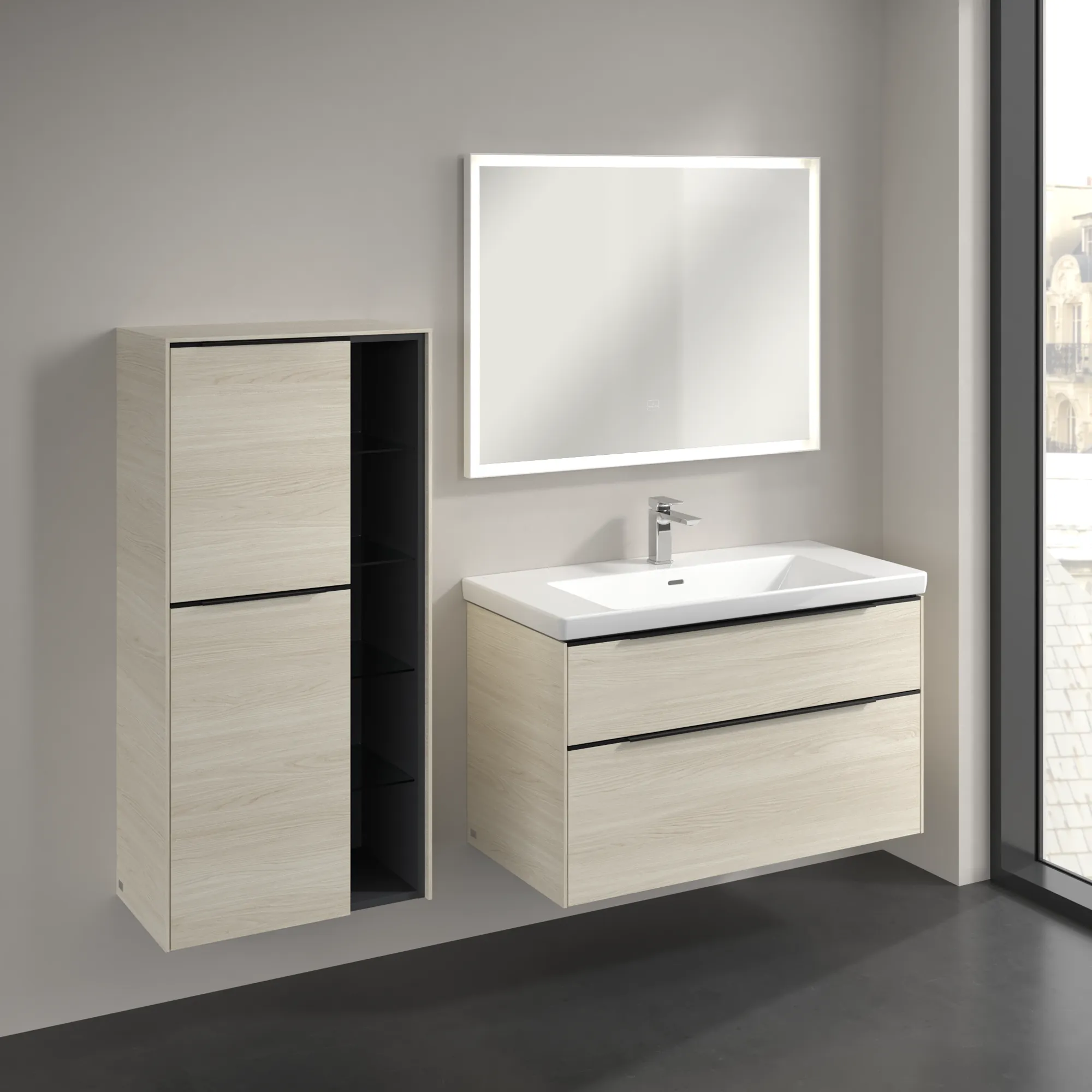 Villeroy & Boch Mittelschrank „Subway 3.0“ 57,4 × 120 × 36,2 × 36,2 cm 2 Türen, Anschlag (Scharnier) links, 2 Türen, Anschlag links